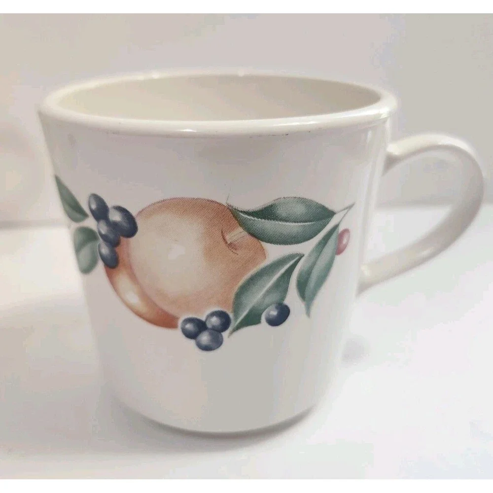 Set of 6 Vintage Corelle Abundance Coffee Cups Flat Bottom Mugs